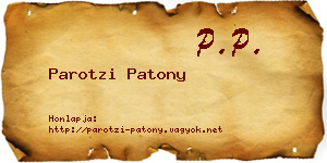 Parotzi Patony névjegykártya